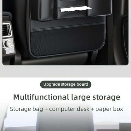 Seatback Car Organizer with Fold-Down Tray, Cup Recesses, Tissue Opening and One- or Two-Piece Packs