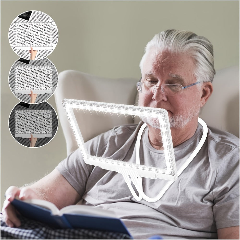 Hands-Free Magnifier with Light, 43 LED Full Page Lighted Magnifier for Reading, Flexible Gooseneck Stand