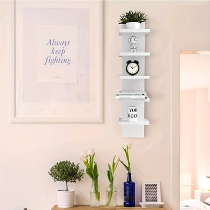 5-Tier Floating Wall Shelf Wall-Mounted Storage Rack 31.5" - Space Saving Display Shelves for Entryways, Bedrooms and Living Spaces