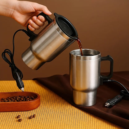 Car Electric Kettle 12V - Portable Stainless Steel Travel Hot Water Heater Cup for Tea Coffee, 15.22oz Fast Boiling