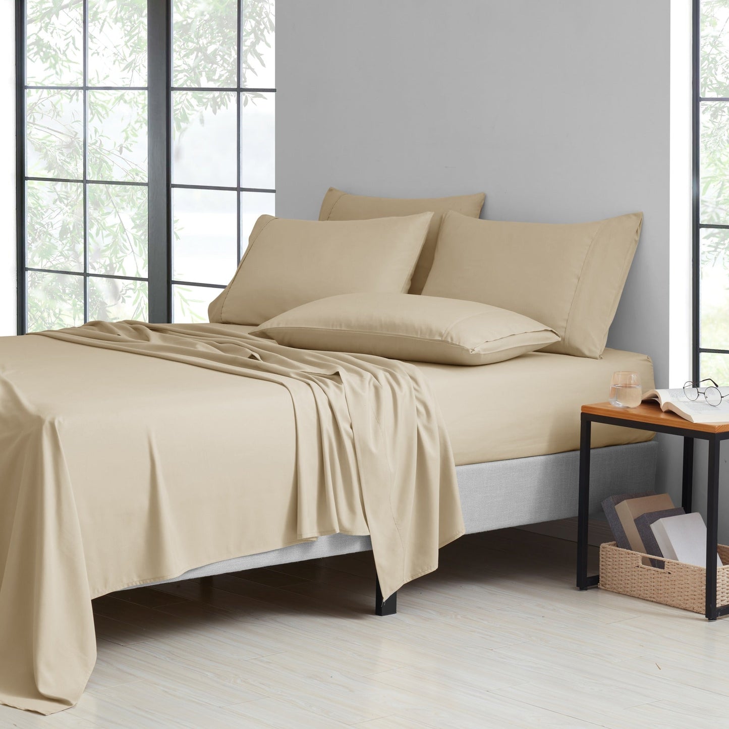 Microfiber and Bamboo Blend Sheet Set with 3- or 6-Piece Packages, 20 Colors and Five Bed Sizes
