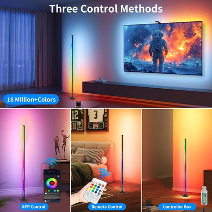 RGBICB Segmented Floor Light Bar with Gradient and Multicolor Modes, Round Base, App and Remote Controls, and One- or Two-Lamp Options