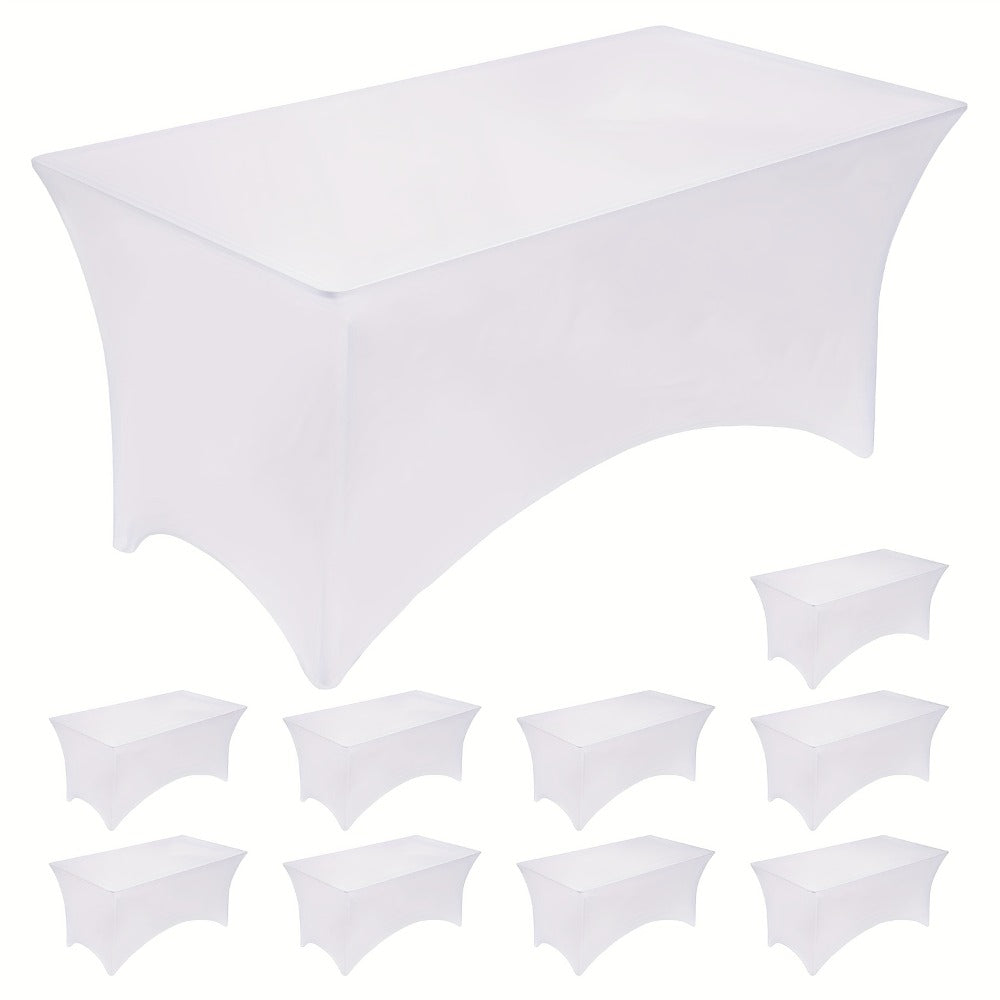 Tablecloth Fitted Stretch Cover 10-Piece Set for 6-Foot Rectangle Tables in White or Black