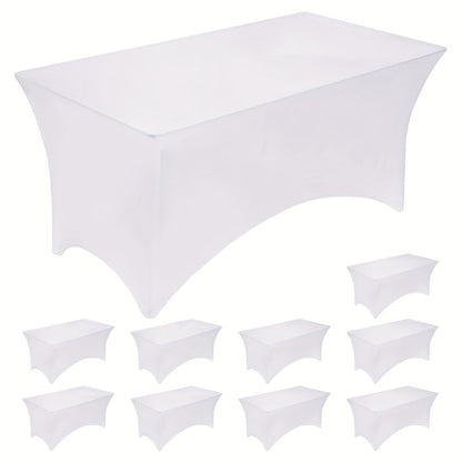 Tablecloth Fitted Stretch Cover 10-Piece Set for 6-Foot Rectangle Tables in White or Black
