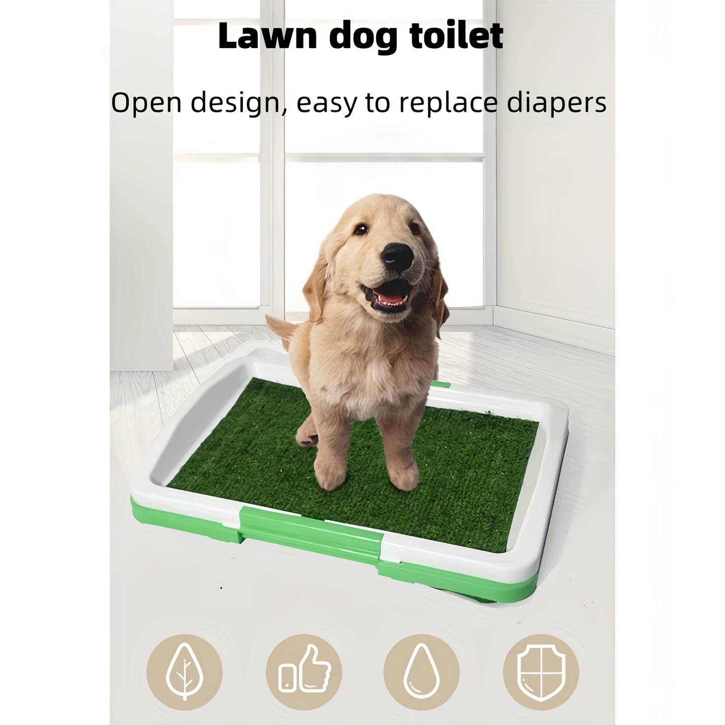 Artificial Grass Dog Potty Training Mat with Tray – Non-Slip Splash-Proof Indoor Puppy Toilet, Odor-Free 3-Layer Design