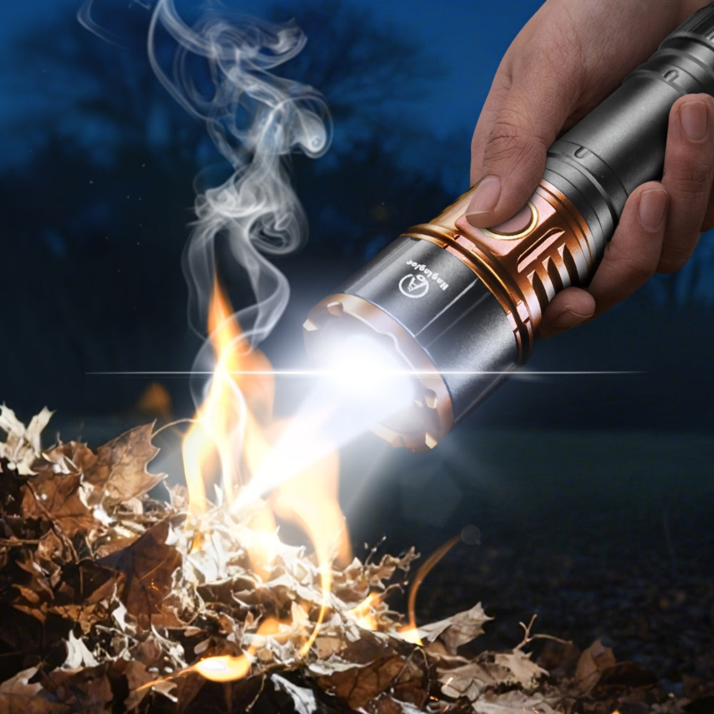 Flashlight 4500-Lumen Fresnel Lens Torch with USB-C Charging and 21700 3000mAh Battery in Red