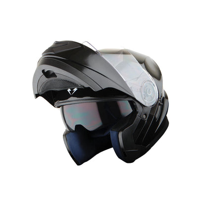 Motorcycle Helmet Modular Flip-Up Design with Dual Visors, Optional Three-Mode LED Tail Light and S-XL Sizes