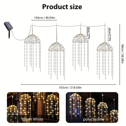 Solar Hanging Jellyfish Lights Outdoor 4 Pack for Garden, Pathway and Patio Lighting, with the Listed Configuration