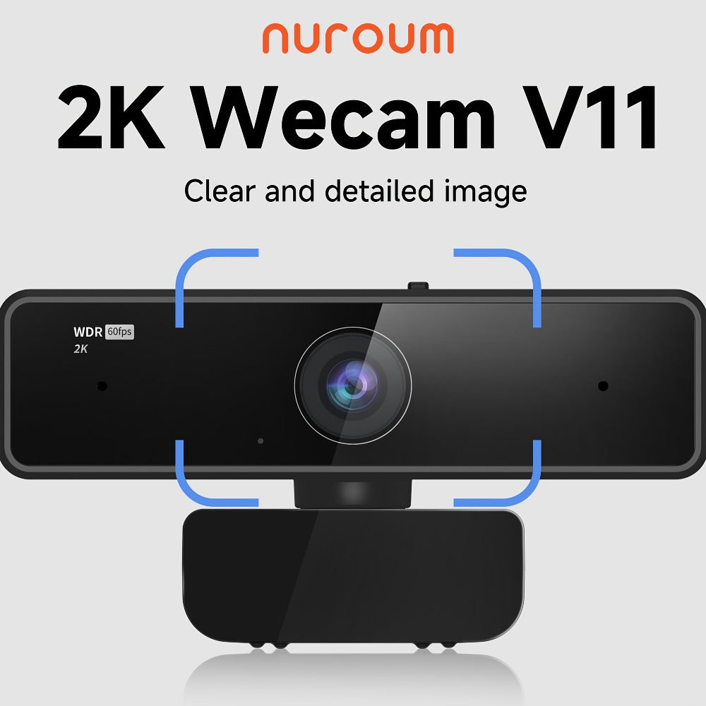 2K Webcam with Dual Microphone for PC Laptop, Nuroum V11 1440P HD USB Conference Camera, 360° Rotatable