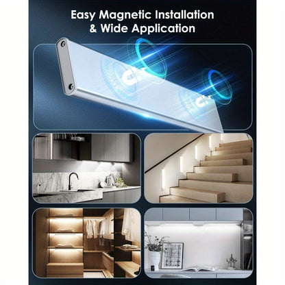 Rechargeable Under Cabinet Lights Wireless, 68 LED Motion Sensor Cabinet Light with 3 Color Temps & 2000mAh Battery