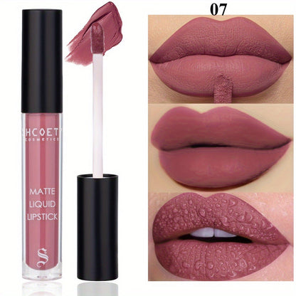 Bear Lip Glaze Set 3 Colors, Cute Bear Packaging Velvet Matte Waterproof Liquid Lipstick in Brown Pink & Red