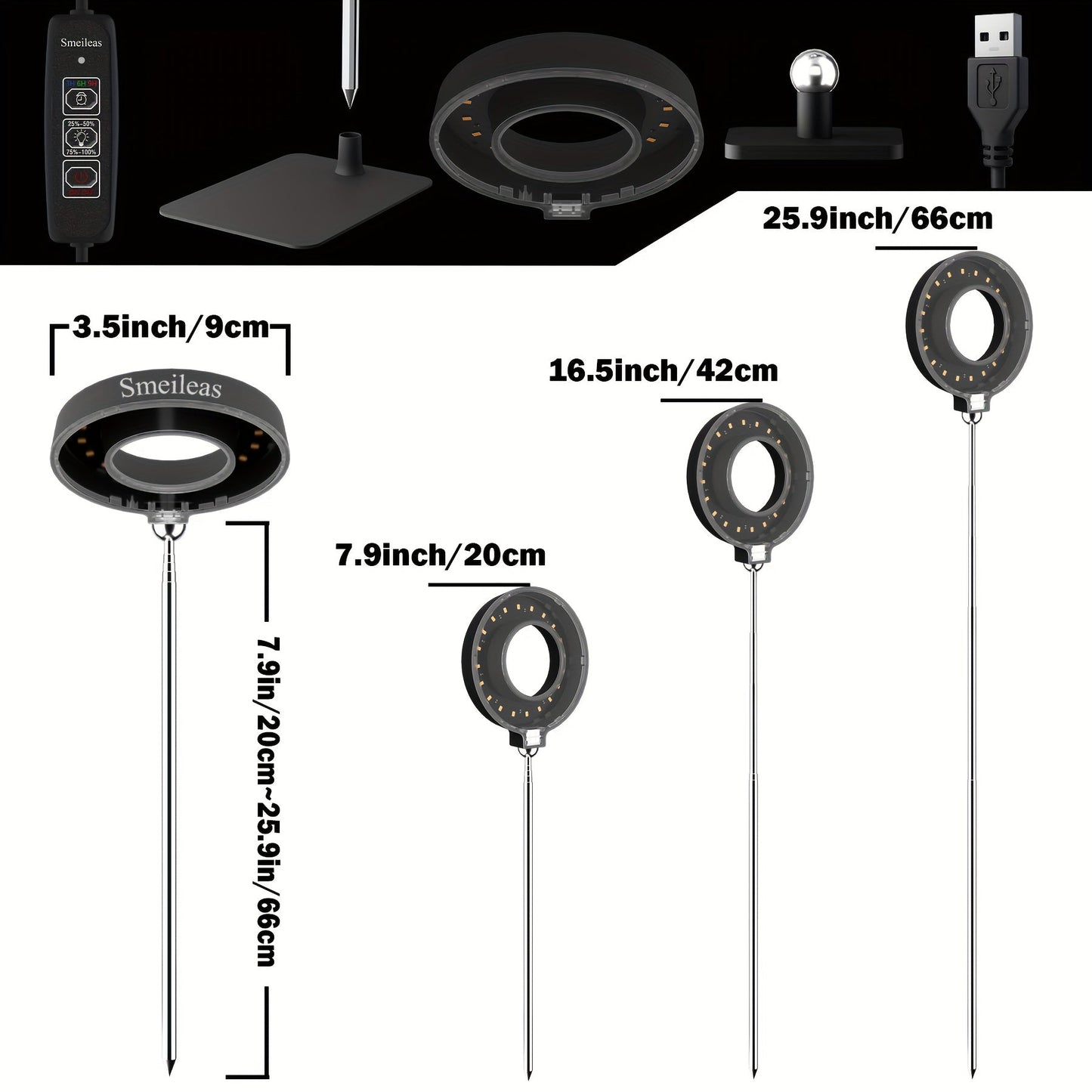 Magnetic Grow Light with 360° Adjustable Head – Full Spectrum Plant Growth Lamp with Auto Timer, 4-Level Dimmer & Adjustable Height