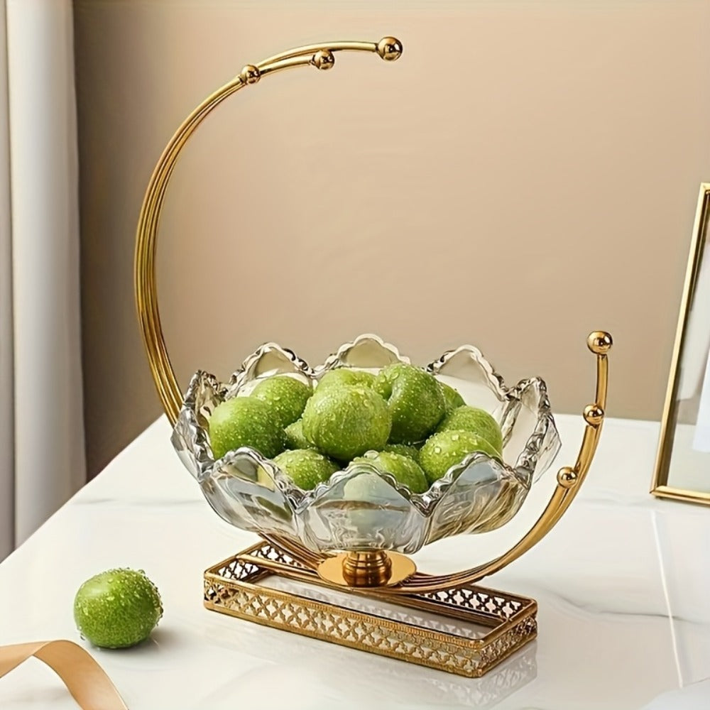 Glass Fruit Bowl Decorative Serving Tray – Modern Minimalist Centerpiece for Living Room, Dining & Kitchen | European Luxury Style Home