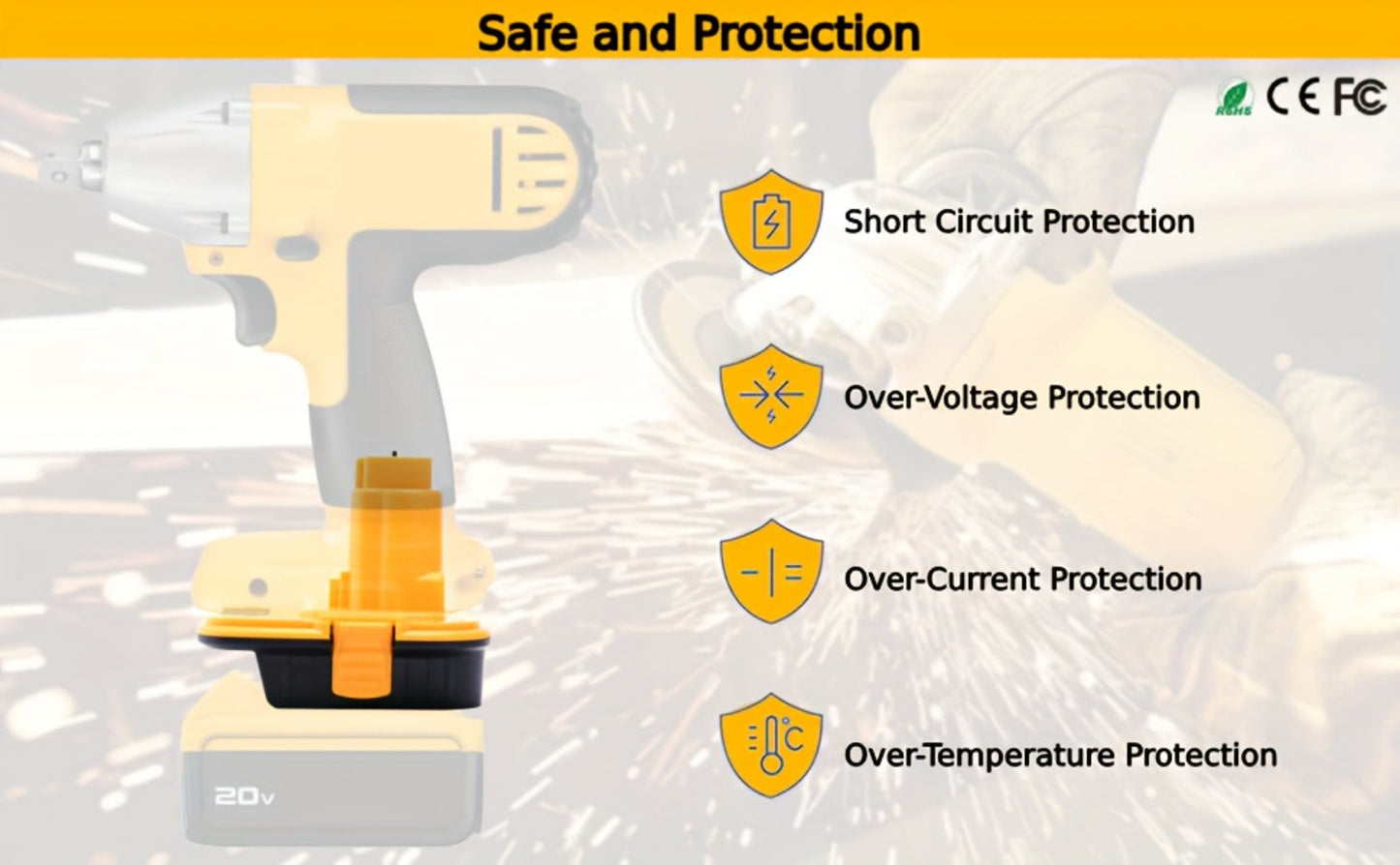 DM18D Battery Adapter for DeWalt 18V XRP NiCad NiMh Cordless Tools Compatible with DeWalt 20V for Entryways, Bedrooms and Living Spaces