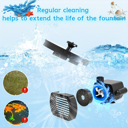 Solar Fountain Pump for Garden, Patio and Yard Use, with the Listed Configuration, for Everyday Use and Organized Storage