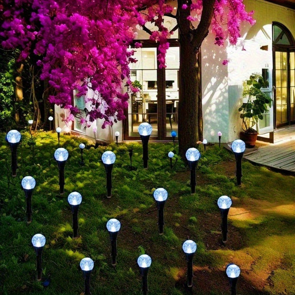 Solar Garden Light Bubble Path Stakes 30-Piece Set with Colorful or Warm White LED Options