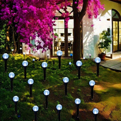 Solar Garden Light Bubble Path Stakes 30-Piece Set with Colorful or Warm White LED Options