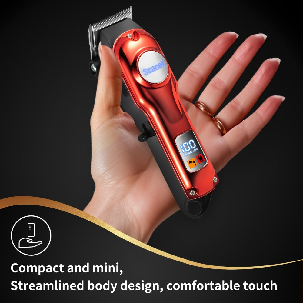 900mAh LCD Hair Clippers for Men – USB Rechargeable Cordless Electric Trimmer with Limit Combs & Cleaning Brush