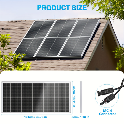 Solar Panel 100W 12V 18BB Monocrystalline 24% High Efficiency PV Module Power Charger for RV Battery Marine Rooftop Farm Home Camping
