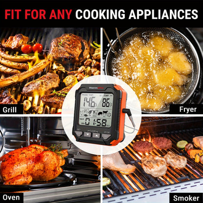 Digital Meat Thermometer with Probe Backlit Display Temp Alert for BBQ Smoker Oven Cooking for Grilling, Camping and Outdoor Meals