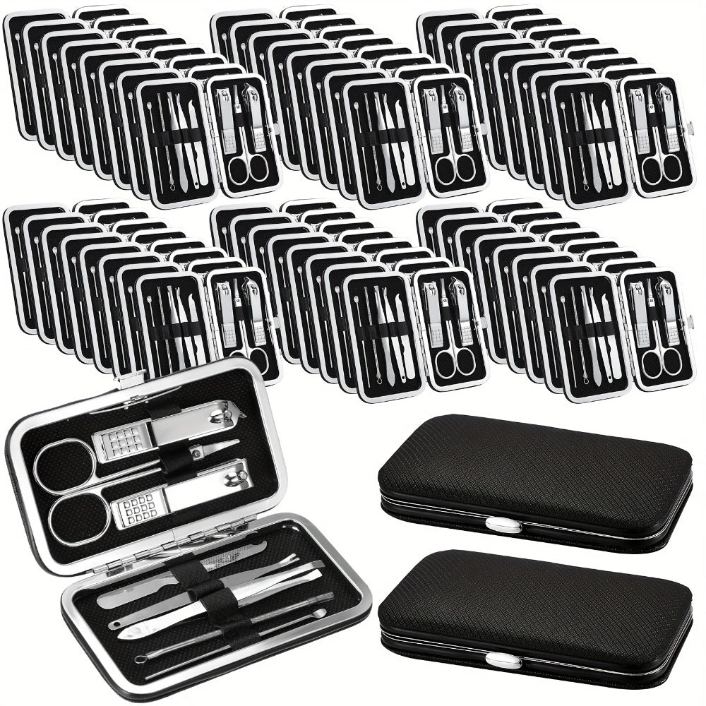 Bulk Nail Clipper Set 50 Pack 8-in-1 Stainless Steel Manicure Pedicure Kit with Portable Travel Case – Professional Grooming Tools Gift Set