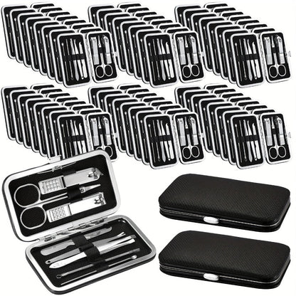 Bulk Nail Clipper Set 50 Pack 8-in-1 Stainless Steel Manicure Pedicure Kit with Portable Travel Case – Professional Grooming Tools Gift Set