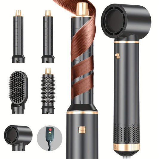 5-in-1 Hot Air Brush Negative Ion Hair Styler Blow Dryer Curler Straightener Volumizer, for Home, Travel and Salon Hair Styling