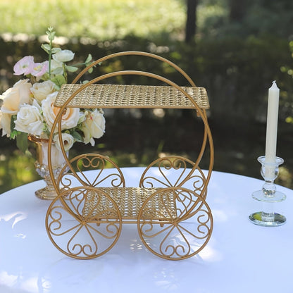 Cake Stand Pedestals Set of 3, Golden Metal Geometric Stackable Dessert Display with Square Plastic Top
