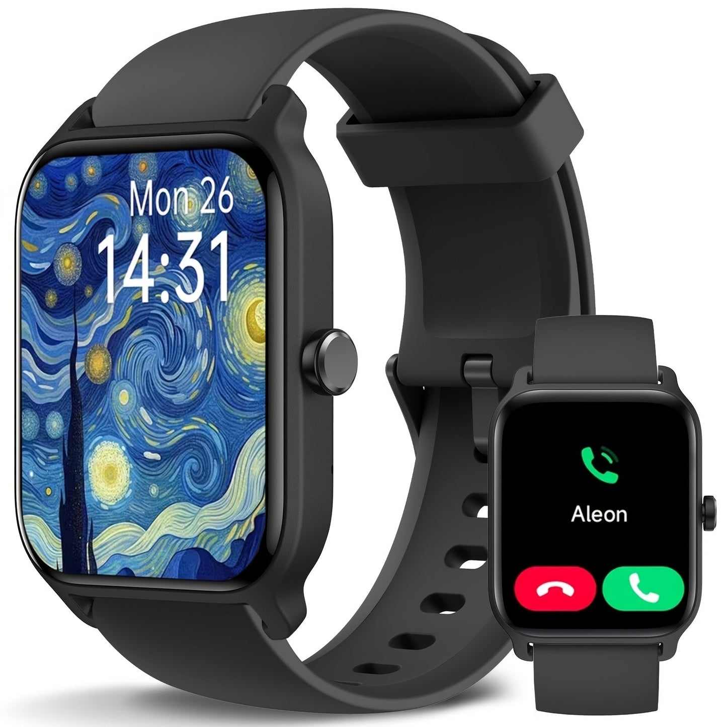 Smartwatch with Built-in Alexa FAWEIO 1.8" HD Touch Screen, Bluetooth Calling, 100+ Sport Modes, Fitness Tracker Heart Rate Sleep