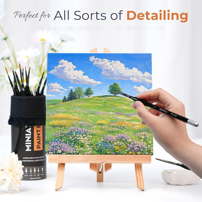 Miniature Paint Brush Set 16 & 24 Pcs, Professional Fine Detail Painting Kit with Brush Holder & Carry Bag