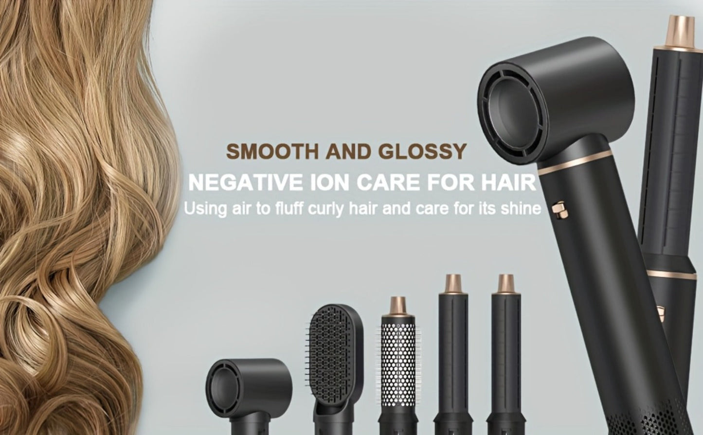 5-in-1 Hot Air Brush Negative Ion Hair Styler Blow Dryer Curler Straightener Volumizer, for Home, Travel and Salon Hair Styling