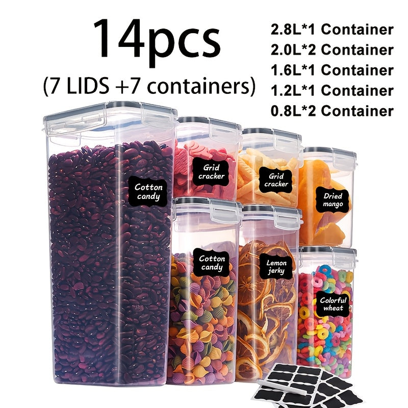 Food Storage Container Pantry Set with Three to 42 Jars, Flip-Top Lids, BPA-Free Plastic and Labels