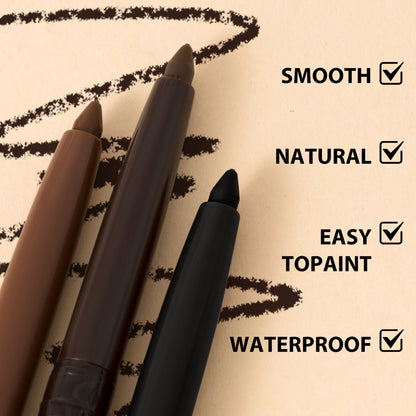 Quick-Dry Brown & Black Gel Eyeliner Pencil 3 Pack Waterproof Smudge-Proof, for Makeup, Travel and Everyday Vanity Use