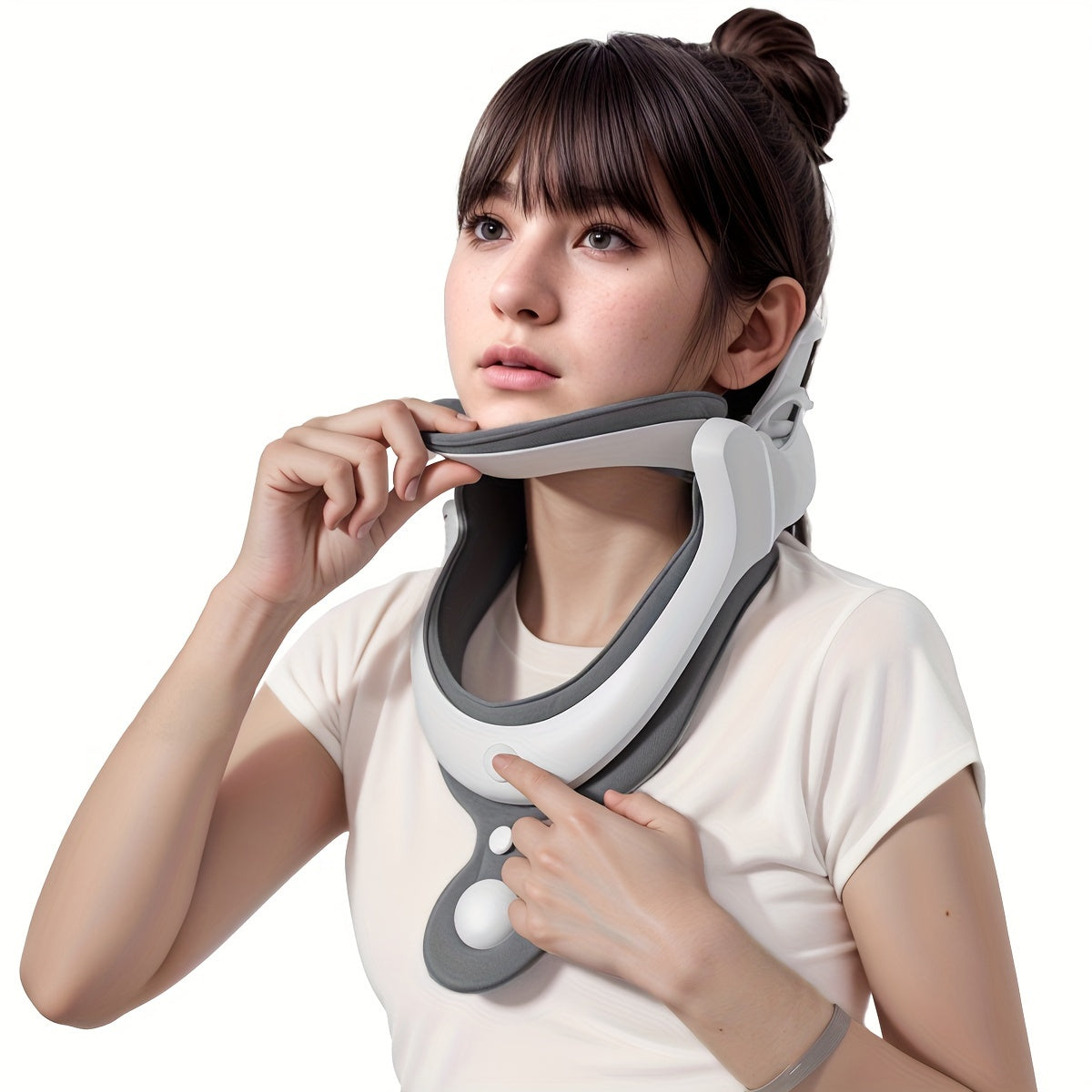 Cervical Neck Traction Device Inflatable Neck Brace with Airbag Support Spine Alignment for Entryways, Bedrooms and Living Spaces