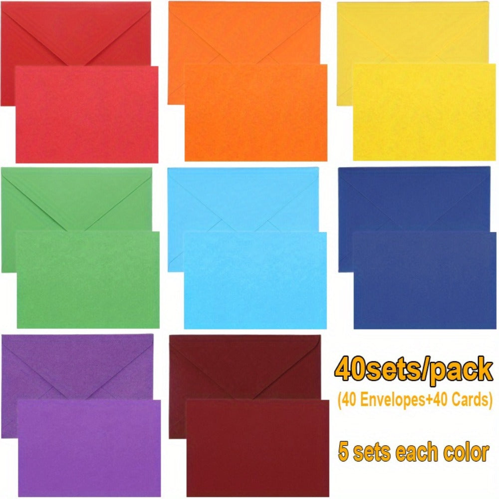 Blank Cards with Envelopes 4x6 Inch | 40 or 80 Sets Colorful Rainbow DIY Greeting Cards | Single Panel Holiday Christmas Birthday Note Cards