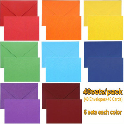 Blank Cards with Envelopes 4x6 Inch | 40 or 80 Sets Colorful Rainbow DIY Greeting Cards | Single Panel Holiday Christmas Birthday Note Cards