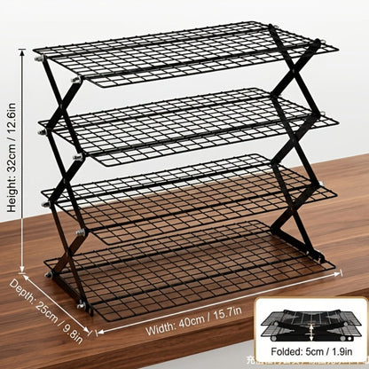 Foldable Cooling Rack for Baking, Stackable Wire Baking Rack with 4-Position Height Adjustment