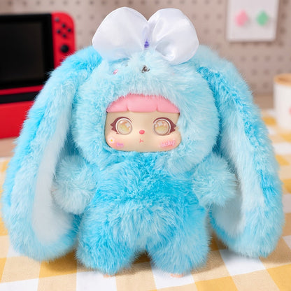 Plush Toy Kawaii Rabbit with Detachable Face Panel and Assorted Character Styling for Display
