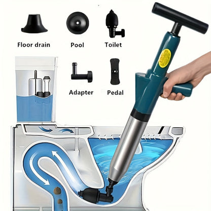 Air Pressure Drain Unclogger, One-Shot Toilet Dredging Tool for Kitchen & Bathroom, Sewer Pipe Blockage Remover