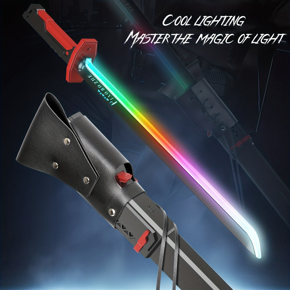 LED Katana Sword 31.5" Pro Cosplay Light Katana with Ejecting Spark, Water Mist, Multi-Color LED & Sound Effects