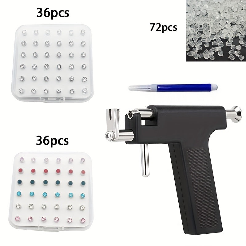 Ear Piercing Tool Set Reusable - Safe Ear Piercing Kit with Ear Studs, Professional Piercing Gun for Home & Salon Use
