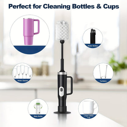 Electric Cup Scrubber Bottle Brush Cleaner, 2-Speed IPX6, Type-C Rechargeable, Deep Cleans 40oz Mugs