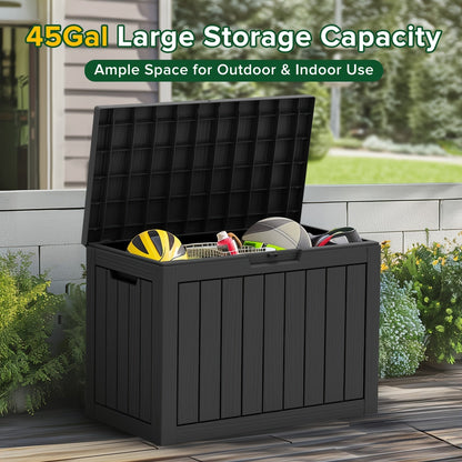 Molded-Panel Outdoor Storage Box with 36-, 45- or 51-Gallon Labels across Four Capacity-and-Color Models