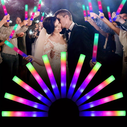 LED Foam Glow Stick Party Supplies Pack with 30 Multi-Color Flashing Sticks and Included Batteries