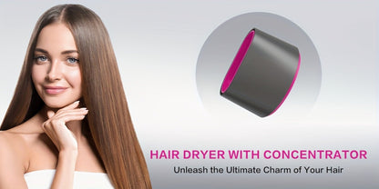FZ201-Style 1875W Hair Dryer with Circular Rear Intake, Gray or White Finish and Three Pictured Attachments