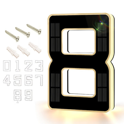 LED Solar House Number Light 6.7 Inch Wall Mounted, Smart Sensor Illuminated Address Number for Home Decor