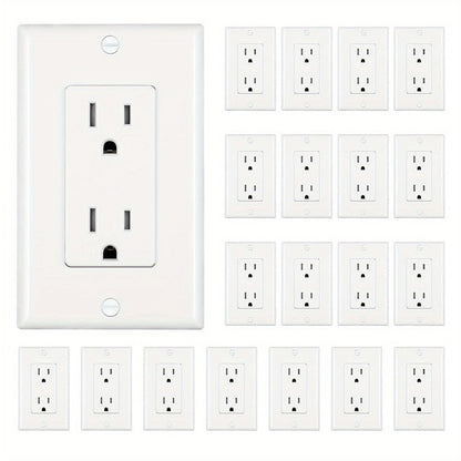 15 Amp Tamper Resistant Wall Outlet 20 Pack with Decorator Wall Plates Included Standard for Home Cooking, Dining and Outdoor Meals