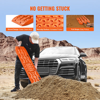 Traction Boards 2-Pack – 10-Ton Off-Road Vehicle Recovery Boards for Mud, Sand & Snow, High-Strength PP with Pull Straps & Storage Bag