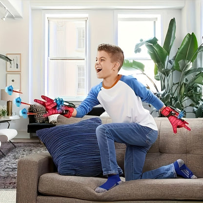 Wrist Spider Web Shooter Toy for Kids & Teens, Superhero Web Launcher Set with Eye Mask Target & Water Gun