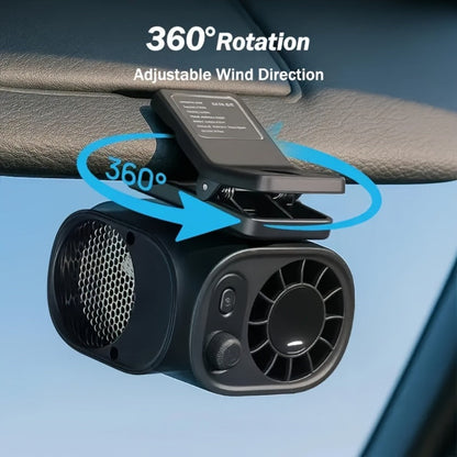 Clip-On Car Fan USB Rechargeable Sun Visor Fan Adjustable Speed Portable Quiet Mini Cooling for Daily Driving, Commuting and Road Trips